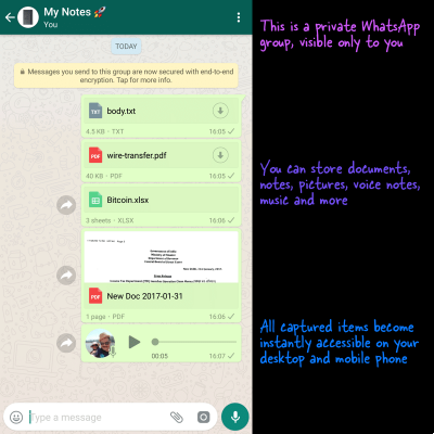 WhatsApp como un archivo privado así es como. Chatea contigo mismo