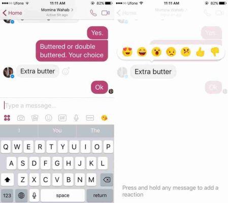 Facebook Messenger réactions comment utiliser