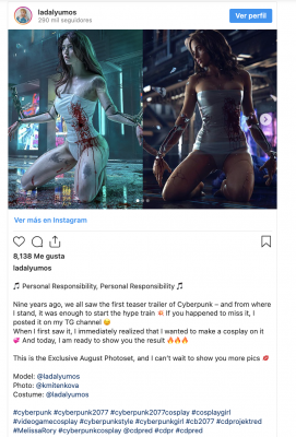Cyberpunk 2077: el cosplay de Lada Lyumos recrea la primera e icónica obra de arte del juego
